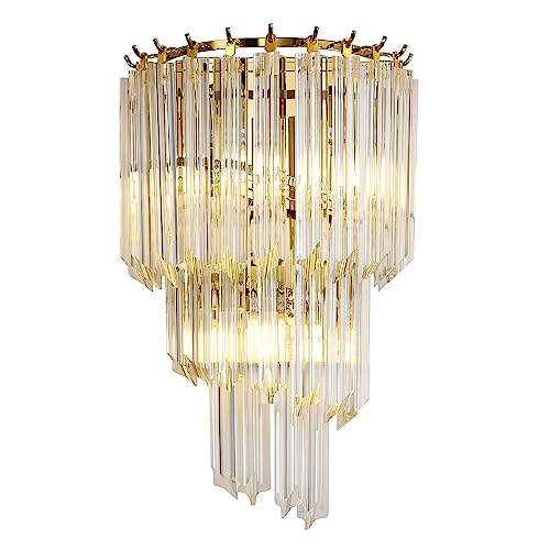 Wabon Crystal Wall Sconce, Modern Gold Wall Lamp Wall Mount Bedroom Wall Light Fixtures For Living Room Bathroom Vanity Foyer #TOP15