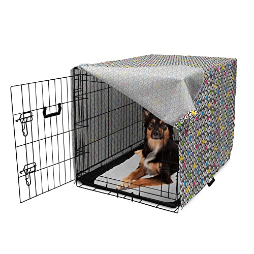 Ambesonne Sea Animals Dog Crate Cover, Penguins Wearing Colored Party Hats Crowns Rows Of Staring Penguins South Pole, Easy To Use Pet Kennel Cover For Medium Large Dogs, 36 Inch, Dark Grey Multicolor #TOP4