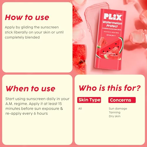 Image of PLIX THE PLANT FIX Watermelon Protect Invisible Sunscreen Stick With New-Age UV Filters | In Vivo Tested SPF 50 PA+++ | Lightweight & Non-sticky | For Mess-free Application |15g