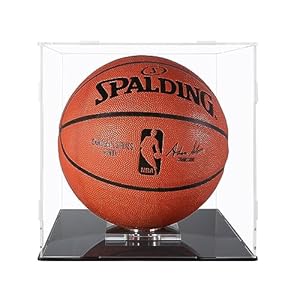 Basketball Display Case, Clear Acrylic Box for Showcasing Sports Memorabilia, Complete with Ball Stand, Ideal for Collectibles and Memorabilia Display(10.2×10.2×10.9inch)
