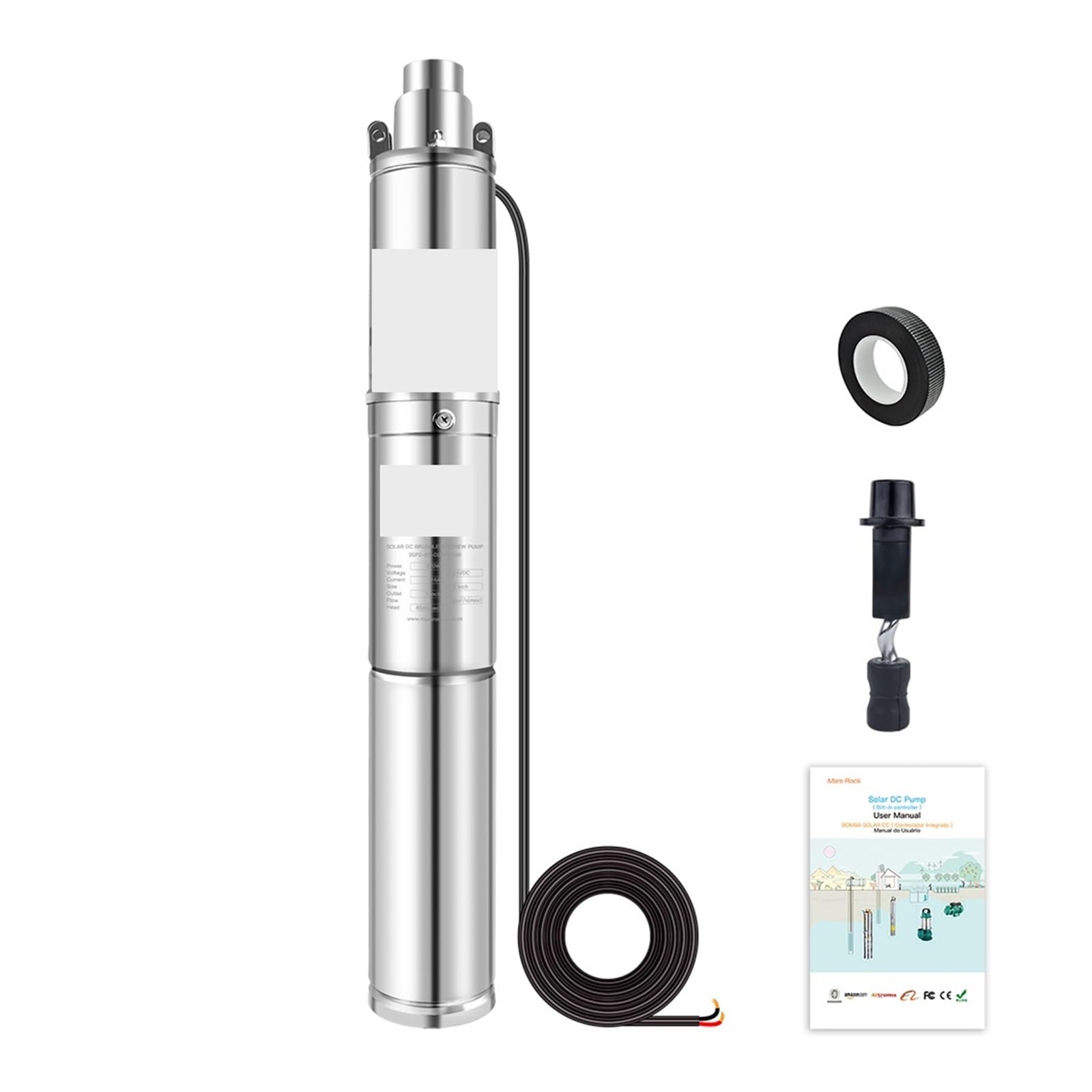 Submersible Well Water Pump Solar Water Pump With Bulit In Controller For Electric Cycle Garden Small Pond(3SP2-100-D4860-750BI)