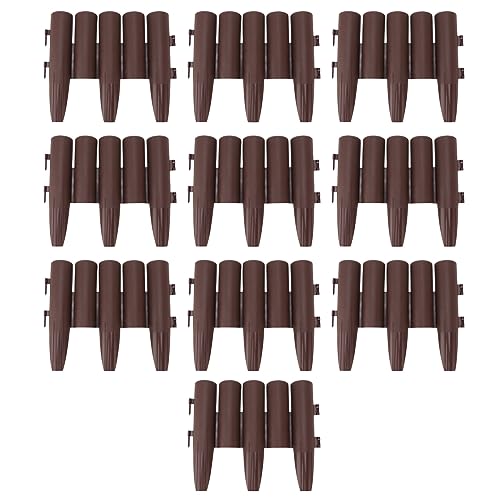Bordure de Clôture Courte Décalée Bordure de Paysage en Plastique Durable Résistant aux Intempéries pour Jardin Parterre de Fleurs Balcon Marron 29 x 23 8 cm 10 PCS