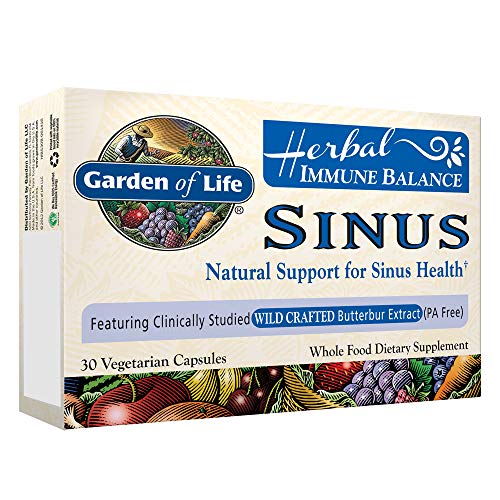 Garden of Life Sinus Care for Adults, Herbal Immune Balance Sinus Natural Support for Sinus Health, 100 mg Butterbur, Bromelain, Vitamin C, D3, Probiotics, Sinus Relief Supplements, 30 Capsules