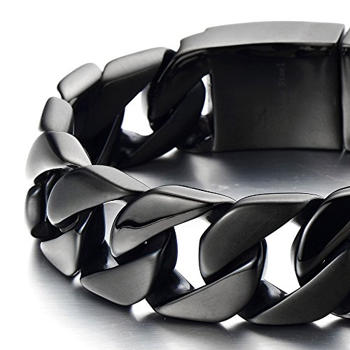 COOLSTEELANDBEYOND Masculine Mens Stainless Steel Large Curb Chain Link Bracelet3