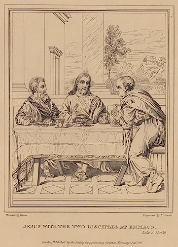 Art de la Renaissance avec Jésus à Emmaüs par Tiziano sur toile 50x70