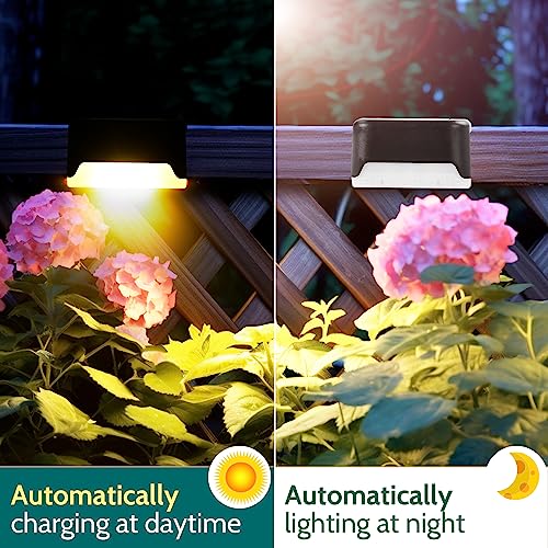 Solpex Juego de 12 luces solares para exteriores, luz blanca cálida, impermeable, iluminación LED para escaleras exteriores, escalones, vallas, patio, patio, canalón, camino, decoración (negro) - imagen 4