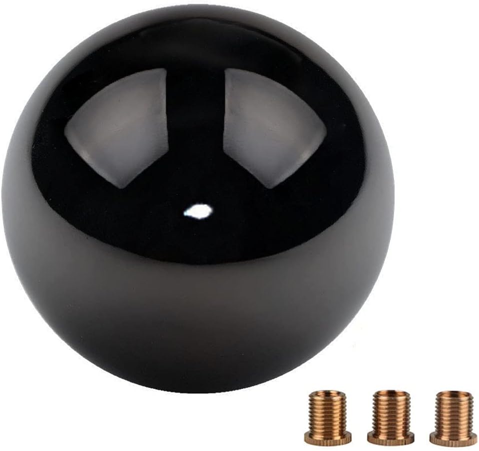 Pursuestar Bright Black Nickel Round Ball Shift Knob Car Gear Shifter Head Fit for Honda Toyota Mazda Nissan Acura 5-Speed 6-Speed