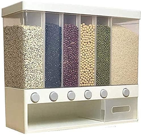 TANSUNG Kitchen Storage 6 Grid Container- Wall Mounted Cereal Food Dispenser For Kitchendry Space Saving Food Storage Containers For Cereal,Rice,Nuts,Snack (Plastic) (6-in-1 Rice Container) (B0D66RX2G2) Amazon Price History, Amazon Price Tracker