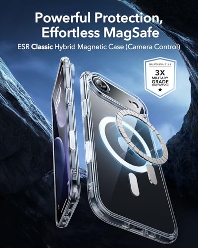 Image of ESR for iPhone Air Case, Camera Control Cover, Compatible with MagSafe, Shockproof Military-Grade Protection, Magnetic Phone Case for iPhone Air, Classic Hybrid Case, Clear