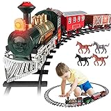 Train Set - Electric Train Toy for Boys Girls w/ Lights & Sound, Railway Kits w/ Steam Locomotive...