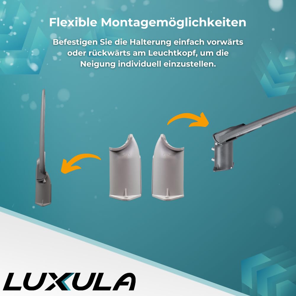 LUXULA LED Straßenlaterne 150W 4500K Neutralweiß, IP65 Außenleuchte für Mast- oder Wandmontage, wetterfeste Außenbeleuchtung für Hof, Parkplatz und Wege, robuste Straßenbeleuchtung Grau