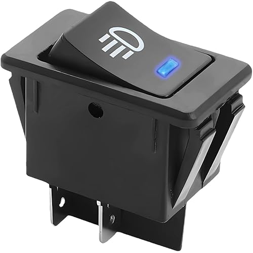 Car Fog Light Toggle Rocker Switch, 4 Pin 12V 35A ON/Off SPST Fog Lamp Toggle Switch with LED Light, Universal Rear Front Fog Light Rocker Switch for RV Truck Marine Boat (Blue)