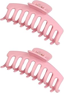 2 Pack Big Hair Claw Clips Nonslip Large Claw Clip for Women and Girls Hair,Strong Hold Grips Hair Accessories 4 Inch (Pink)