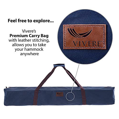Vivere Double Polyester Hammock with Space Saving Steel Stand and Premium Carry Bag - 450 lb Capacity (Hot Pink) - Thumbnail 6