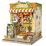 CUTEBEE Book Nook Kit - DIY Miniaturhaus Bausatz (Gemüseladen-Szene) mit LED-Beleuchtung, Retro Bücherregal-Deko für Jugendliche & Erwachsene, Kreatives Geschenk (The Greens 'Grocery)