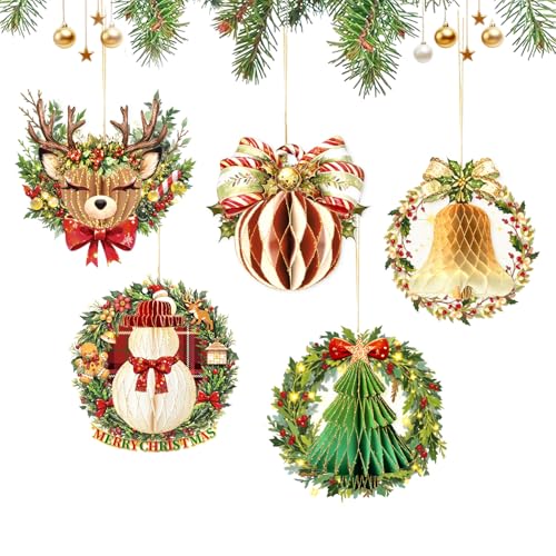 AOBKIAT Weihnachten Deko Weihnachtsbaumschmuck,5 Stück Glitter Rand...