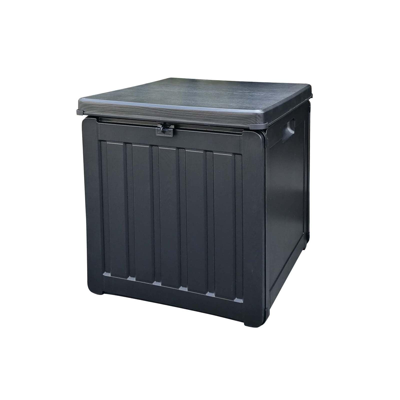 Gardiun Coffre en Résine Extérieur Soften Small 42,8x42,8x46,4 cm 76L, Sangle de Fixation pour Couvercle et Poignées Latérales