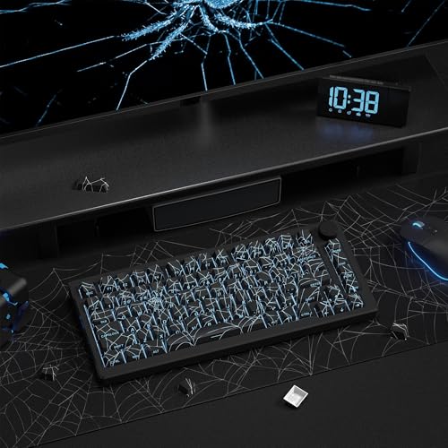Image of dagaladoo Black Spider Web Key caps Shine Through Keycap Set Side Printed Keyboard caps Cherry Profile Custom Key Board Key caps for 100% 75% 65% 60% TKL US Layout Mechanical Keyboard