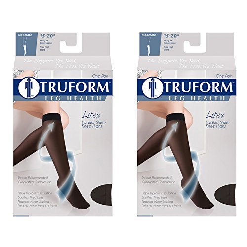 Image of Truform Compression 15-20 Mmhg Sheer Knee High Stocking, Medium (Pack of 2), Ivory