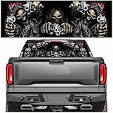 Tobethay Rear Window Decals for Trucks - 65x22 in Back Window Decals Fit Most Pickup Trucks SUV, Vinyl Skull Flag Back Window Decal for Car Personalized Decoration - Skull Decal