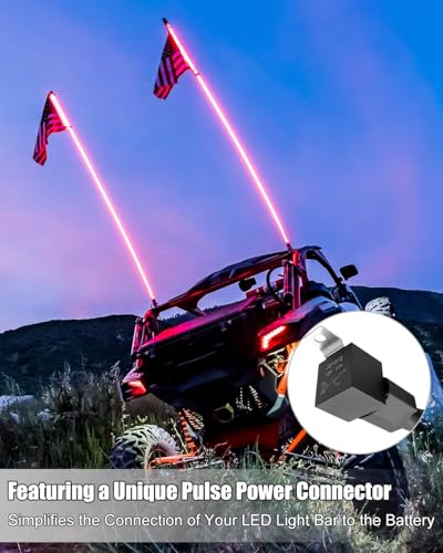 Image of 180W 16AWG LED Light Bar Wiring Harness Kit Fit for Polaris Models | Fit for RZR General Ranger Pulse Bus bar, Plug and Play 2Lead 12V On Off Rocker Switch