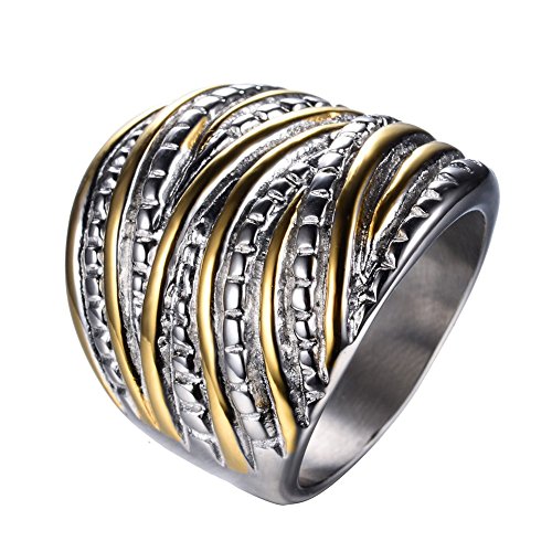 JunXin Man Jewelry 18K Gold Plated Interterwined Design Stainless Steel Ring