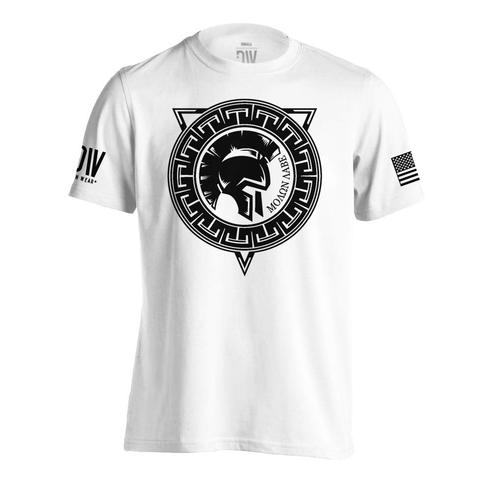 Dion WearMens T-Shirts with Molon Labe Graphic - Short Sleeve Crew Neck T-Shirt