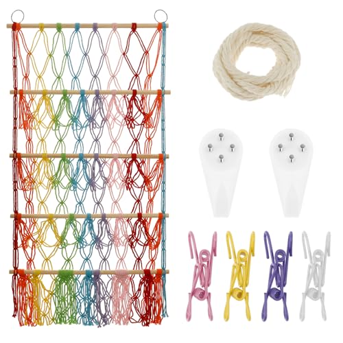 ZJRDYYK 4 Layers Stuffed Animal Net Hammock, Stuffed Animals Holder Hanging, Toy Storage Net Hammock for Flat Wall, Soft Toy Organizers and Storage (Color)