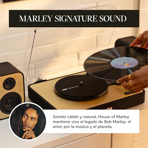 House of Marley Revolution Tocadiscos de Vinilo con Altavoces con Cable – Reproductor de Vinilos Producido Sosteniblemente, Tocadiscos Bluetooth, Instalación Sencilla - imagen 2