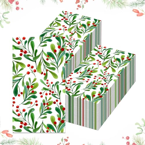 MORAINJAY 40 PCS Christmas Party Napkins, Christmas Berries Paper Napkins for Xmas Winter Party, Birthday Tableware Decorations Supplies - Image 3