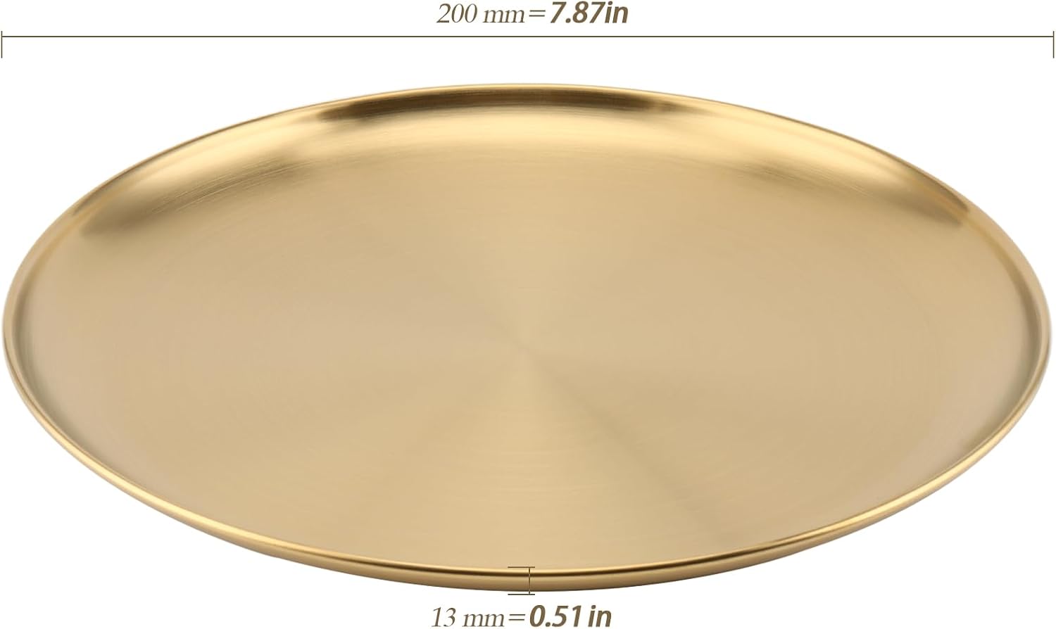 6 PCS 8 Inch Stainless Steel Plates, Reusable Round Metal Dinner Plates Camping Plate, Kitchenware Dinner Dishes for for BBQ Steak, Dishwasher Safe, Gold