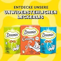 DREAMIES Katzensnacks - 12x60g - mit Huhn, Käse und Lachs - Traumhaft knusprige Katzen Leckerlies mit zarter Füllung - Variety Snack Box – Ansicht 9