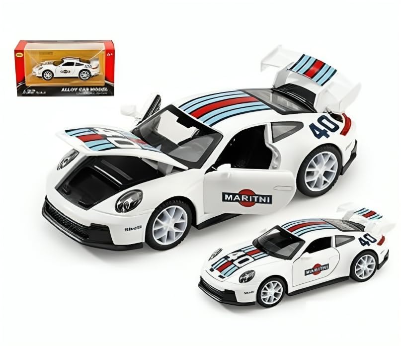 Image of Invite Enterprise Toys Porsche 911 GT3 RS RSR Turbo S Diecast Model Cars,Pull Back Car with Light and Sound Collectible Cars for Kids and Adult(White Color)