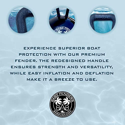 Babz Pro Fender Inflatable Boat Fender - Boat Bumpers For Docking And Tie Up Raft - Boat Dock Bumpers For Marine, Wakesurf, And Pontoon - Boat Buoy For Fishing, Yachts, And More (28", Pro Black) #TOP3