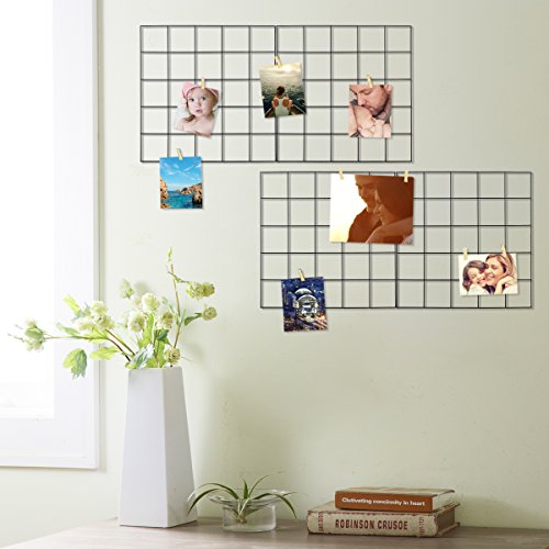 Photo Hanging Display For Room Wall Decorations,4 Pcs Multifunction Metal Mesh Wire Grid Wall Panel With 30 Clips #TOP3