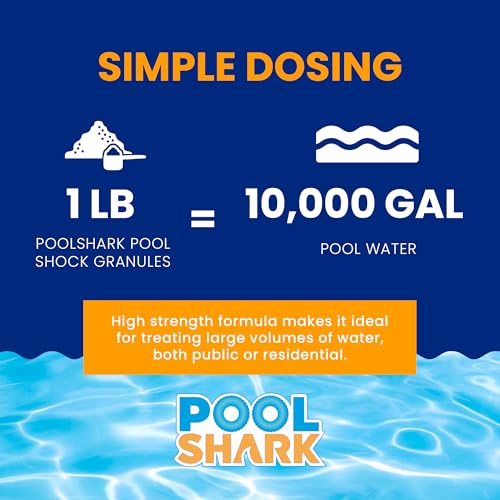 Image of POOL SHARK 68% Calcium Hypochlorite Pool Shock | 1lb (12 Pack) Bags Chlorine Granules | Pool Shock Treatment for Swimming Pools | Inground & Above Ground Pool Cleaning, Fast-Acting Chlorine Shock
