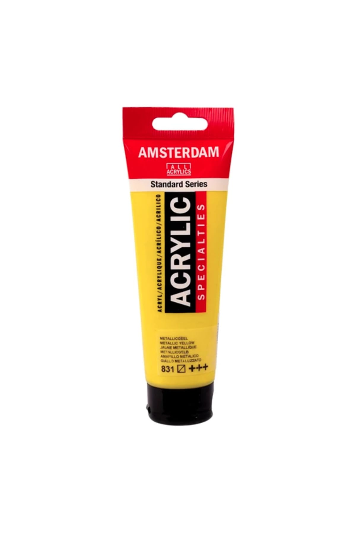 Amsterdam Standard Series Acrylic Paint Metallic Yellow 831 - Semi-Transparent, Lightfast, 120ml, Medium Viscosity with Satin Finish, Durable & Waterproof, Ideal for Various Surfaces