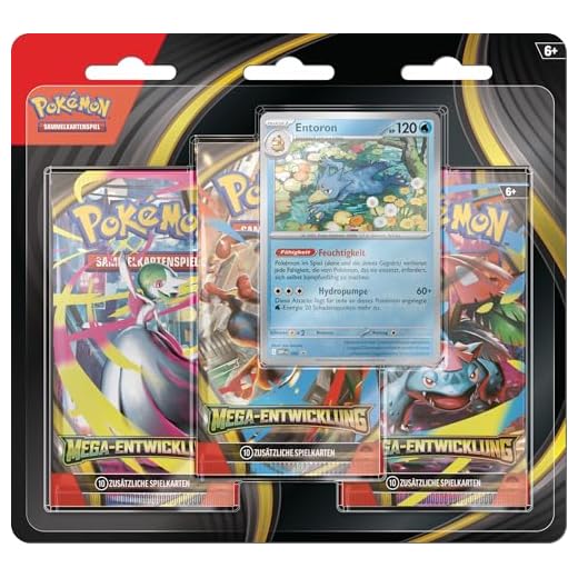 Pokémon-Sammelkartenspiel: 3er-Pack Mega-Entwicklung: Entoron (1 holografische Promokarte & 3 Boosterpacks)