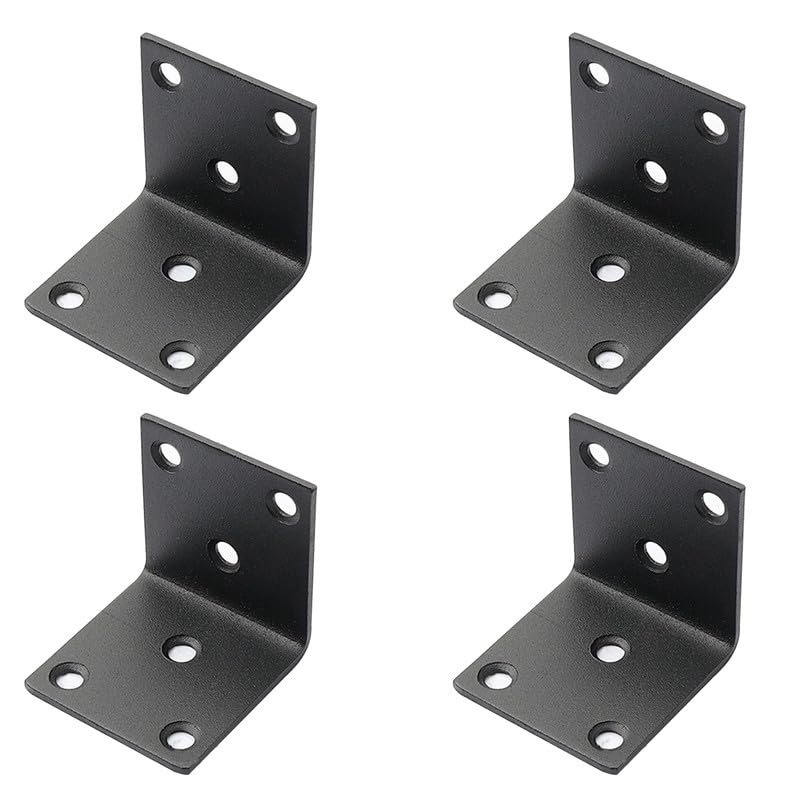 4Pcs Black Angle Brackets 70*70*50MM,L Repair Connector,Stainless Steel Angle Reinforced Metal Braces for Furniture Fixing