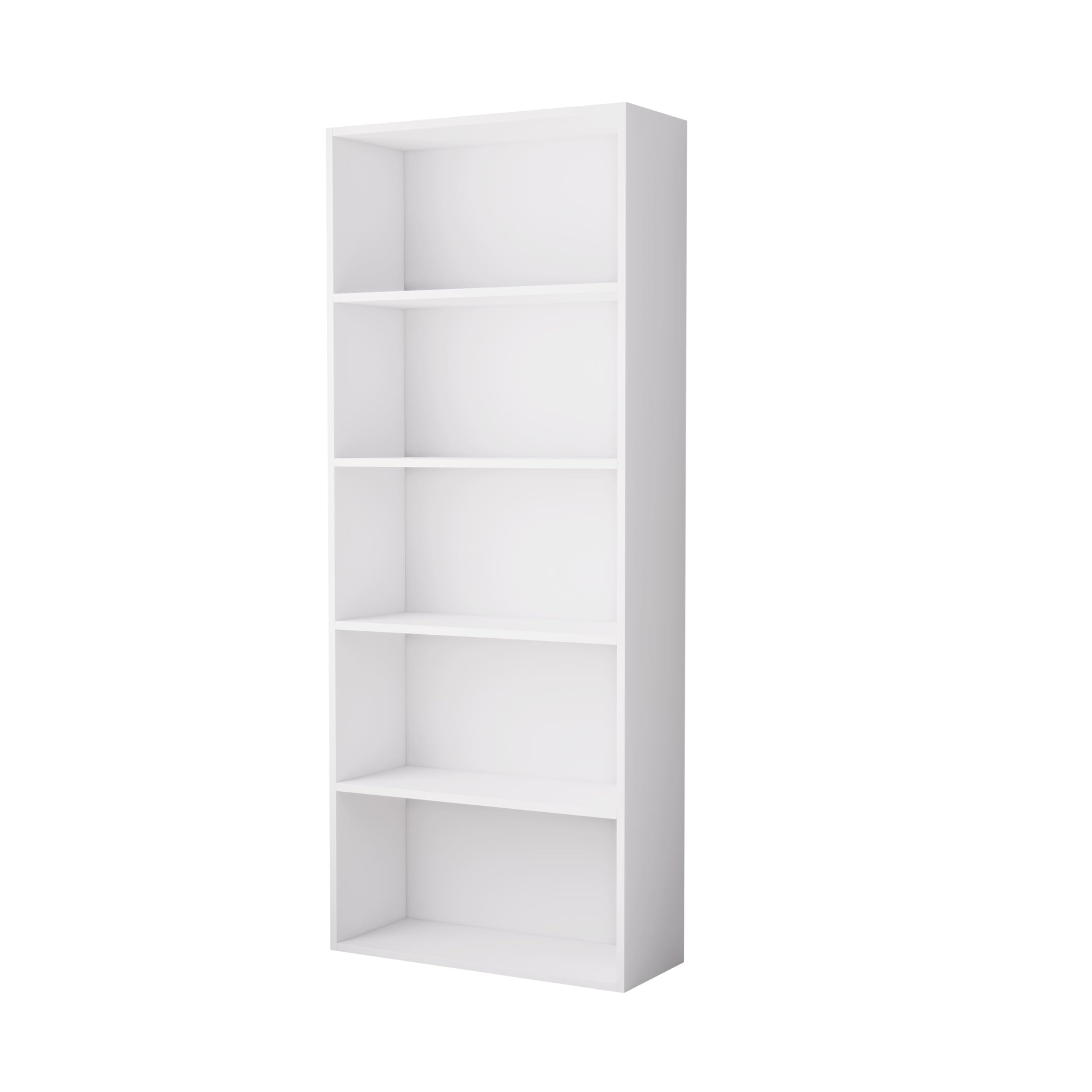Nera Wooden 5 Tier Bookcase Standing Storage Shelving Storage for Home Office Display (White)