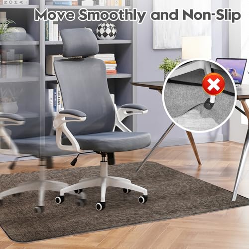 Image of Sycoodeal Office Chair Mat for Hardwood & Tile Floor, 48 inch x 60 inch Heavy Duty Computer Gaming Chair Mat for Rolling Chairs Non-Curve, Anti-Slip, Floor Protector for Home Office (Coffee)