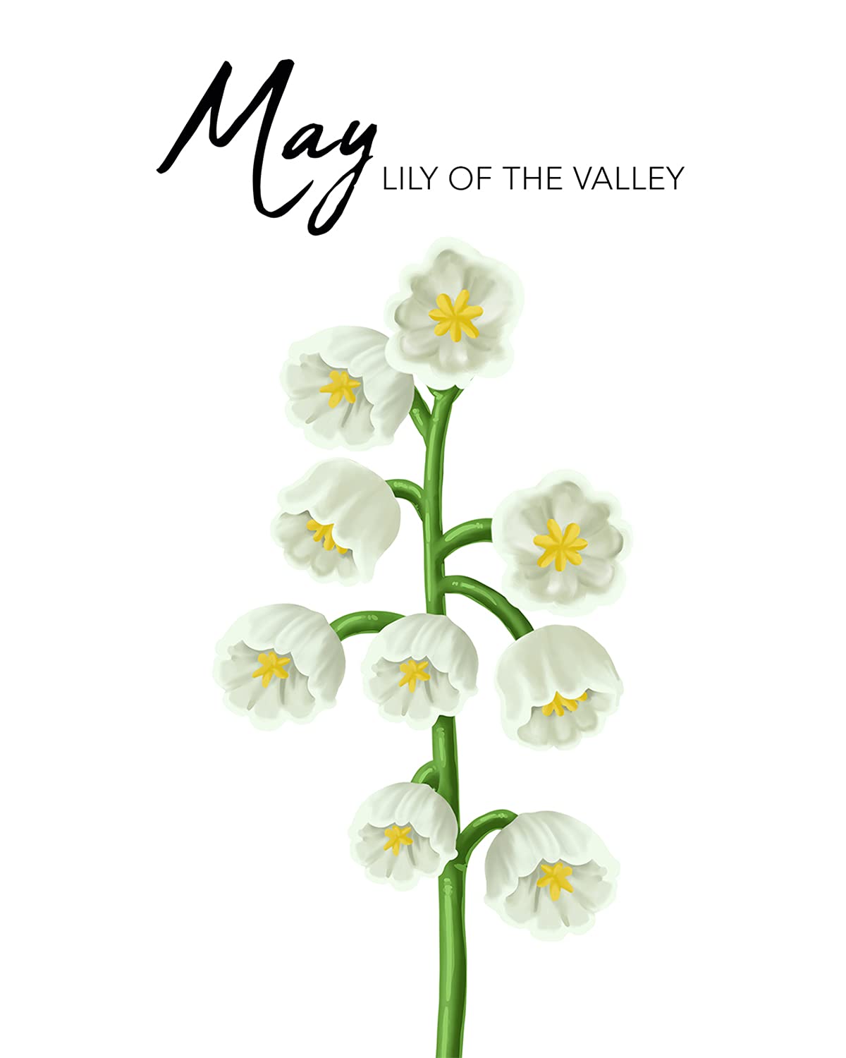 NOVSKINOVSKI 11x14 Unframe-style May.Lily of the Valley.Wall Decor Art Print with a white background.artwork poster