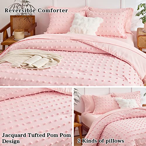 Flysheep 6 Pieces Tufted Dots Bed In A Bag Twin Comforter Set Girls Pink , Soft And Embroidery Shabby Chic Boho Bohemian Comforters thumb #3