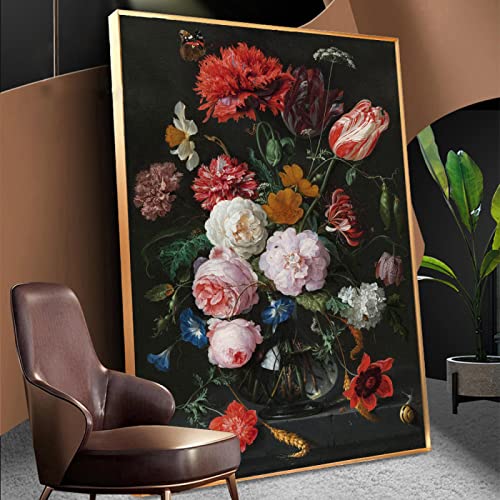 Affiche d'art nordique nature morte fleurs en verre 60x90cm