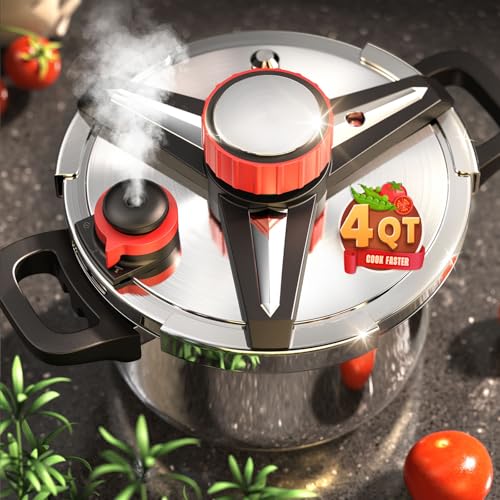 Pressure Cooker 4 QT, [Save 70% Cooking Time] Stainless Steel