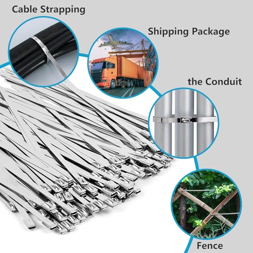 100 Pezzi Fascette Metalliche, 200 x 4.6 mm