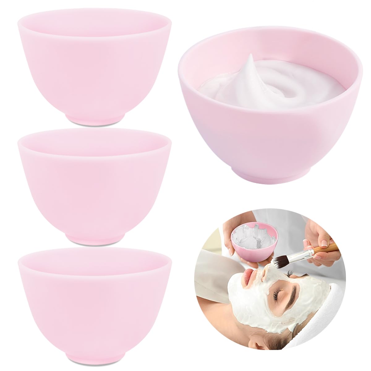 4 Inch Diy Silicone Facial Mask Mixing Bowl, 9 PCS Home Use Microwavable Silicone Facial Mud Bowl for Facial Mask, Mud Mask and Other Skincare Products, Cosmetic Beauty Tool for Home Salon