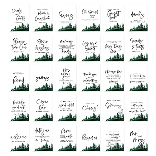 Andaz Press Forest Green Pine Trees Wedding Signs Bundle Set