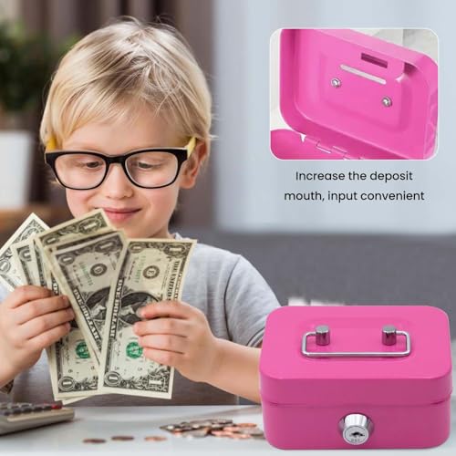 2 Stück Geldkassette Kleine, 11.5X8.5X5 cm Kleiner Safe, Jeder Geldkassette Kinder Mit 2 Schlüsseln, Geldkassette Abschließbar Geeignet für Tresor, Trinkgeldkasse und Geldkasse (Grün + Rosa)
