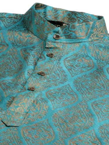 Image of SOJANYA (Since 1958, Men's Silk Blend Grey Kurta Pyjama & Silk Blend Jacket Combo